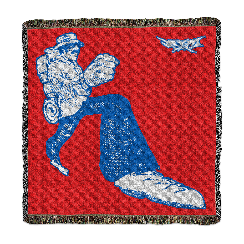 Hiking Man Woven Blanket